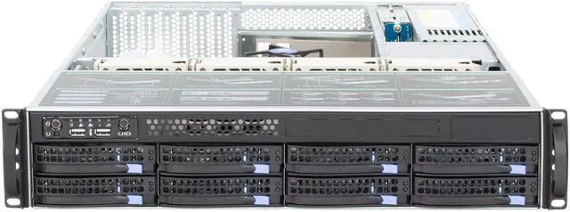 Alt view image 7 of 7 - 2U hot swappable storage server 6GB/SAS backplane for E-ATX mainboard 8-bay empty chassis