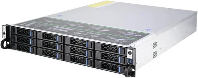 Alt view image 4 of 7 - 2U hot plug 12 hard disk 12Gb sas backplane with delta550W redundant power storage server empty chassis