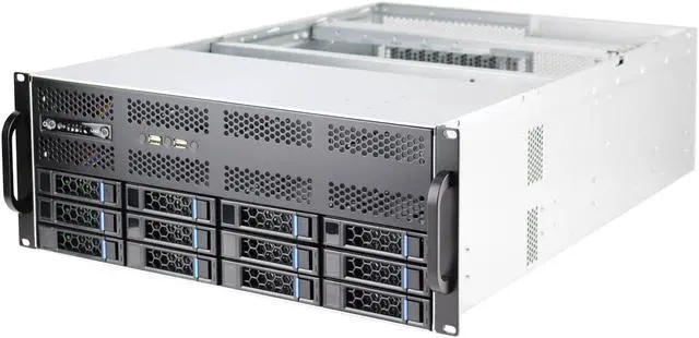 Alt view image 7 of 7 - 12 drawer chassis 4U hot swappable storage server 12GB/SAS backplane suitable for multi graphics card Ultramicro 386 * 330 large motherboard E-ATX empty chassis