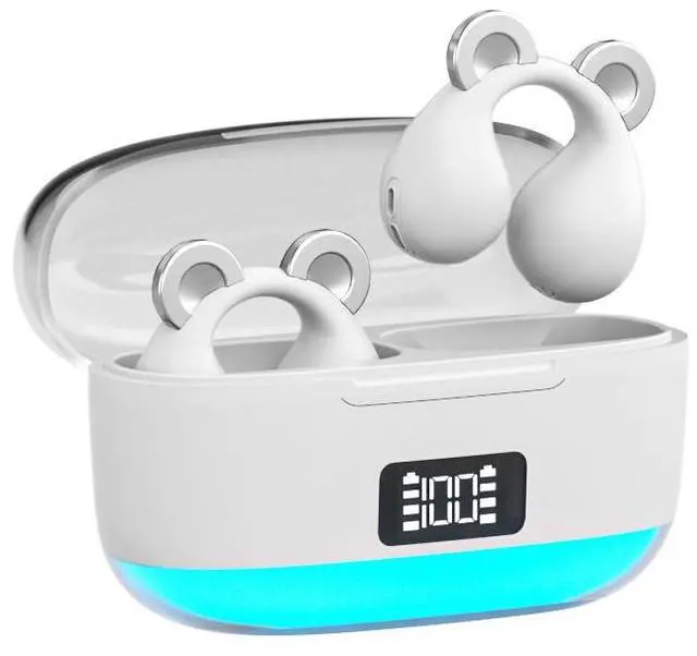 Main image of Anivia Clipon OpenEar Wireless Bluetooth 5.3 Earbuds Sport Headphones with LED Digital Charging Case Non-In-Ear