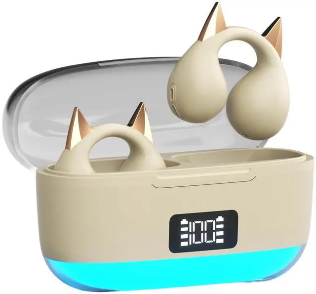 Main image of Anivia Clipon OpenEar Wireless Bluetooth 5.3 Earbuds Sport Headphones with LED Digital Charging Case Non-In-Ear