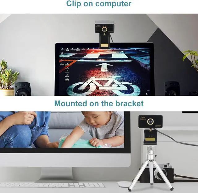 Alt view image 2 of 7 - Full HD USB Webcam 720P Manual Focus Webcam with Built-in Microphone for Skype Video Calling and Recording Camera TV Conference