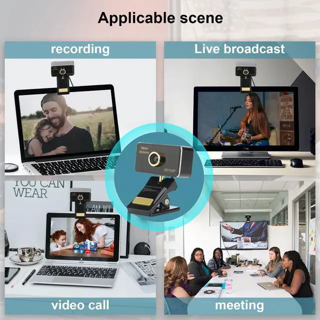 Alt view image 7 of 7 - Full HD USB Webcam 720P Manual Focus Webcam with Built-in Microphone for Skype Video Calling and Recording Camera TV Conference