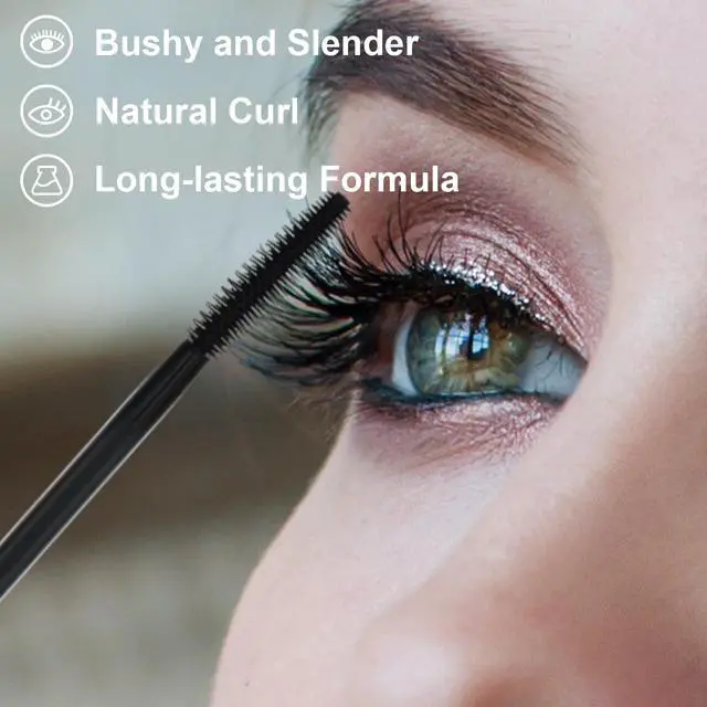 Alt view image 2 of 7 - Black Mascara Waterproof Lash Effect Mascara Luxuriously Longer, Thicker, Voluminous Eyelashes Thick Brush Head Create 3D Thick Curled Eyelashes A207