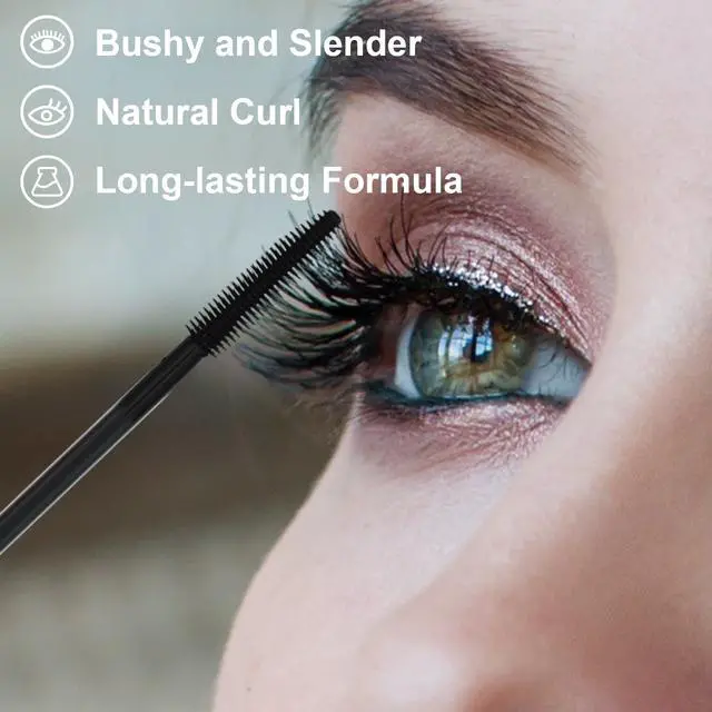 Alt view image 2 of 7 - Black Mascara Waterproof Lash Effect Mascara Luxuriously Longer, Thicker, Voluminous Eyelashes Hypoallergenic Eyelash Rubber Brush A206 Slender Eyelashes for Daily Makeup