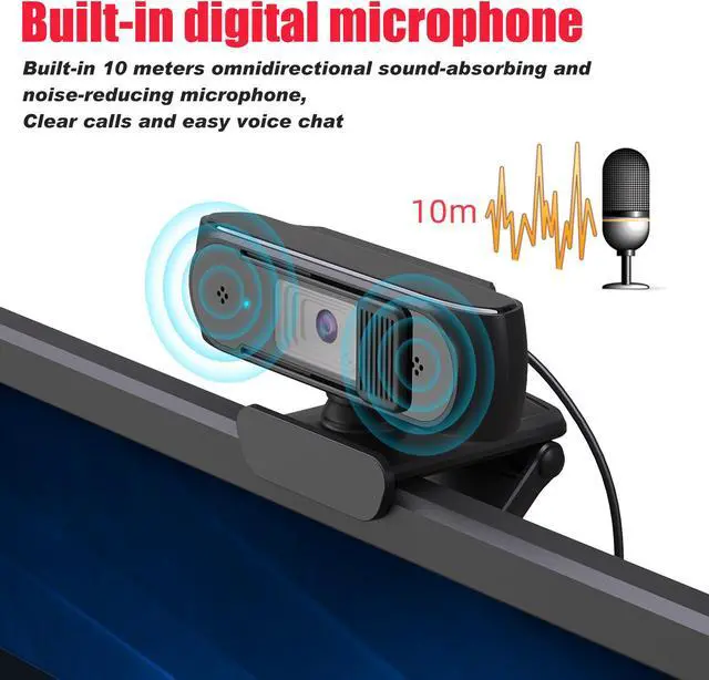 Alt view image 3 of 7 - 1080P Webcam With Privacy Shuttter Full HD Video Autofocus Webcam Computer Camera with Dual Microphones USB Plug and Play for Conference Study Video Calling Gaming Laptop/Desktop/Mac/TV