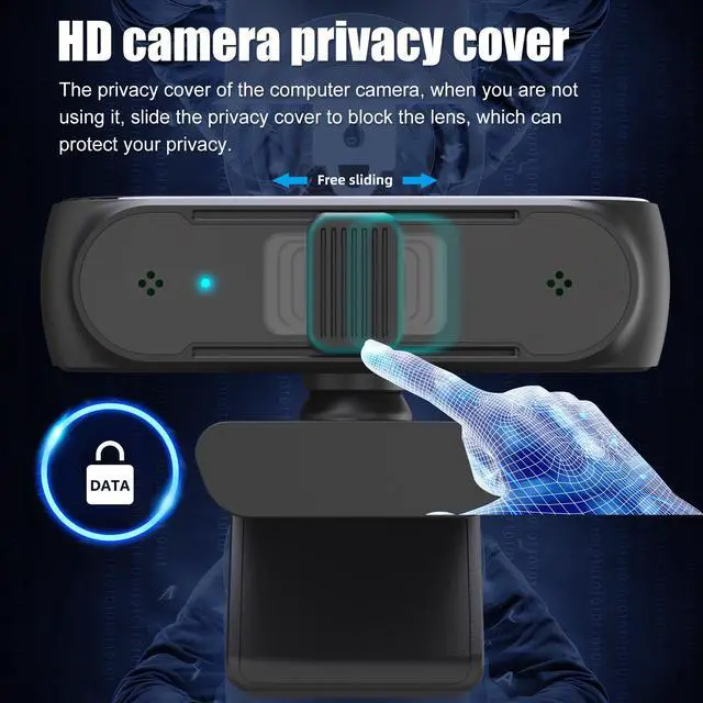 Alt view image 7 of 7 - 1080P Webcam With Privacy Shuttter Full HD Video Autofocus Webcam Computer Camera with Dual Microphones USB Plug and Play for Conference Study Video Calling Gaming Laptop/Desktop/Mac/TV