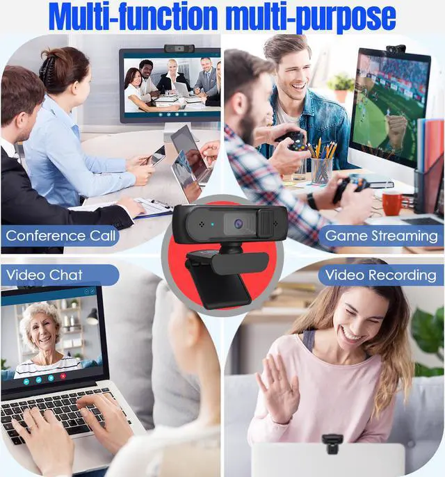 Alt view image 4 of 7 - 1080P Webcam With Privacy Shuttter Full HD Video Autofocus Webcam Computer Camera with Dual Microphones USB Plug and Play for Conference Study Video Calling Gaming Laptop/Desktop/Mac/TV