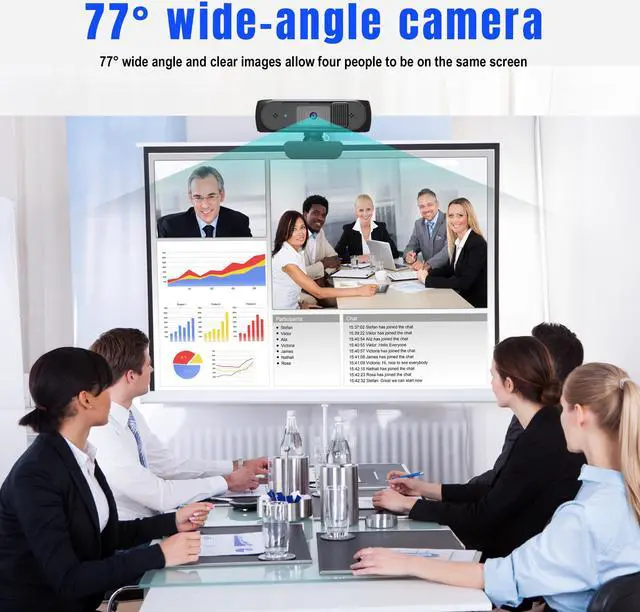 Alt view image 6 of 7 - 1080P Webcam With Privacy Shuttter Full HD Video Autofocus Webcam Computer Camera with Dual Microphones USB Plug and Play for Conference Study Video Calling Gaming Laptop/Desktop/Mac/TV