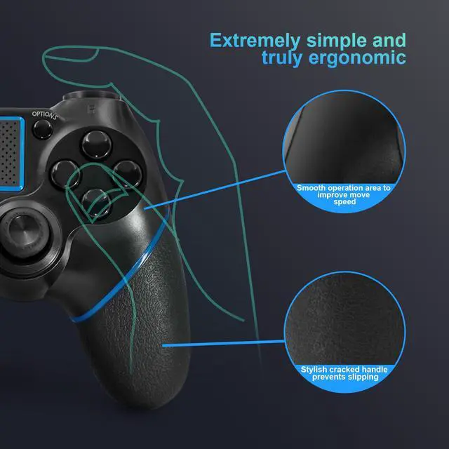 Alt view image 2 of 7 - Wireless Gamepad with Touch Panel Joypad Double Shock C200 Gaming Controller Compatible for PS-4 with Dual Vibration Game Remote Control Joystick Compatible PS-4/Pro/Slim/PC Laptop