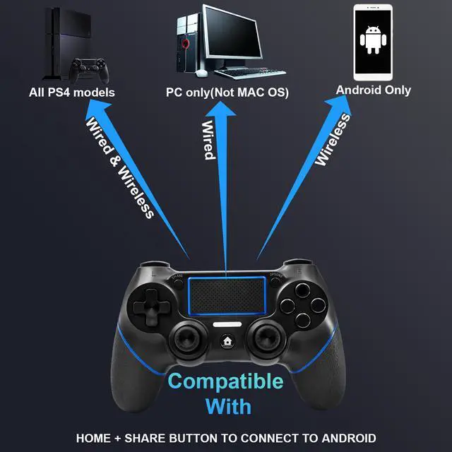 Alt view image 6 of 7 - Wireless Gamepad with Touch Panel Joypad Double Shock C200 Gaming Controller Compatible for PS-4 with Dual Vibration Game Remote Control Joystick Compatible PS-4/Pro/Slim/PC Laptop