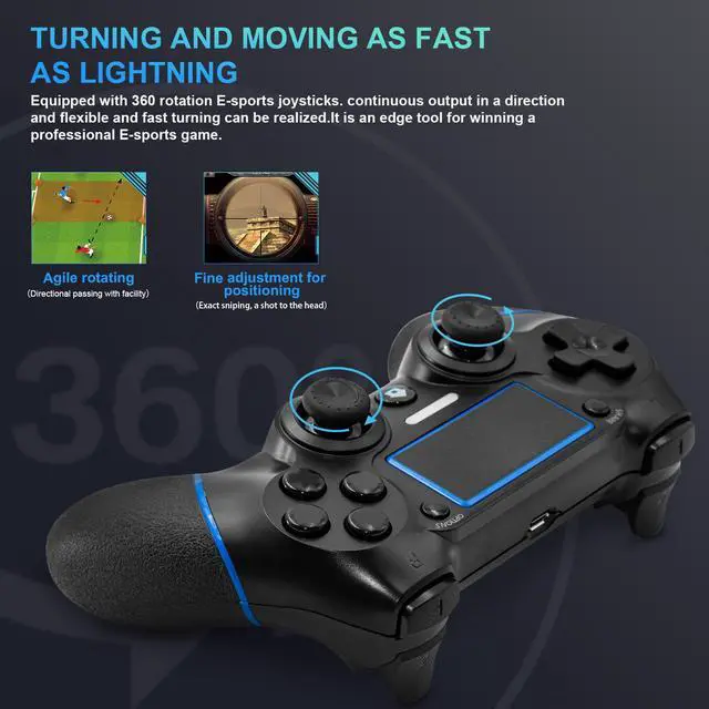 Alt view image 7 of 7 - Wireless Gamepad with Touch Panel Joypad Double Shock C200 Gaming Controller Compatible for PS-4 with Dual Vibration Game Remote Control Joystick Compatible PS-4/Pro/Slim/PC Laptop