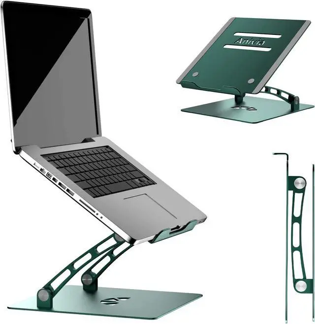 Alt view image 2 of 6 - Adjustable Laptop Stand Metal Holder Portable Aluminum Computer Riser Ergonomic Laptops Elevate Stand for Desk Compatible with 10-17" Notebook Computer Green