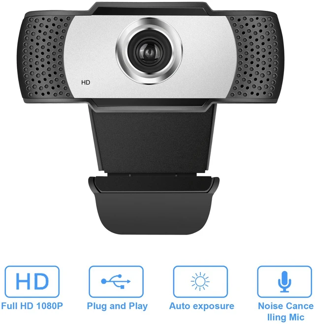 Main image of 1080P HD Webcam with NoiseCancelling Microphone, Manual Focus USB Web Camera for Laptop Desktop Video Calling Streaming1