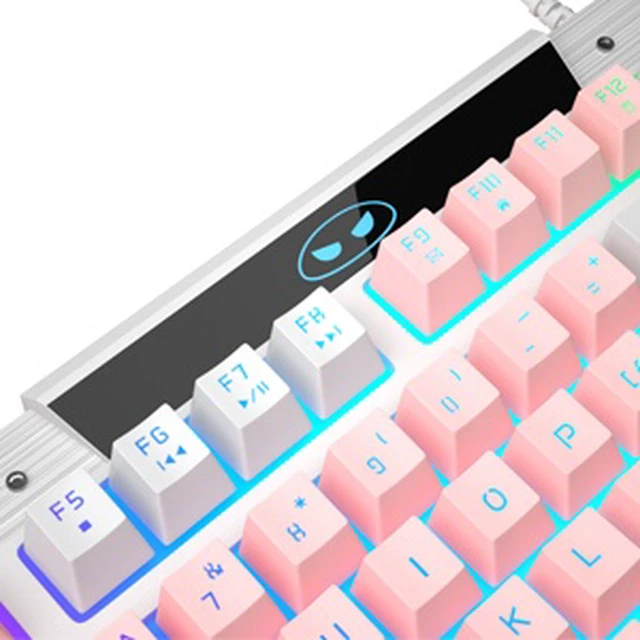 Alt view image 7 of 7 - EACH Wired Gaming Keyboard and Mouse Combo, 104 Keys Pink White Mixed Rainbow RGB Backlit Mechanical Feel Keyboard, Ergonomic RGB Gaming Mouse, Full Size USB Keyboard Set for PC Desktop Laptop
