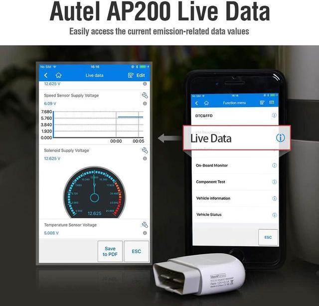 Alt view image 6 of 7 - Autel MaxiAP AP200(HT200) OBD2 Scanner Bluetooth Car Diagnostic Scan Tool Check Engine Light