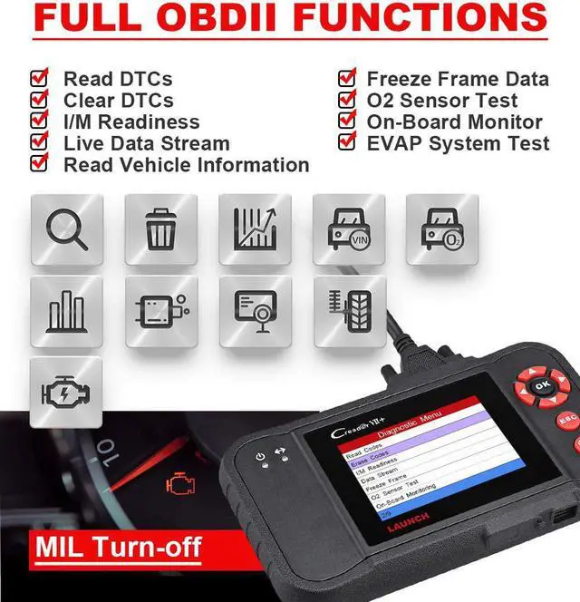Alt view image 4 of 7 - LAUNCH X431 Creader VII+ (CRP123) OBD2 Scanner Car Diagnostic Code Reader Testing Engine/Transmission/ABS/Airbag System Update via PC
