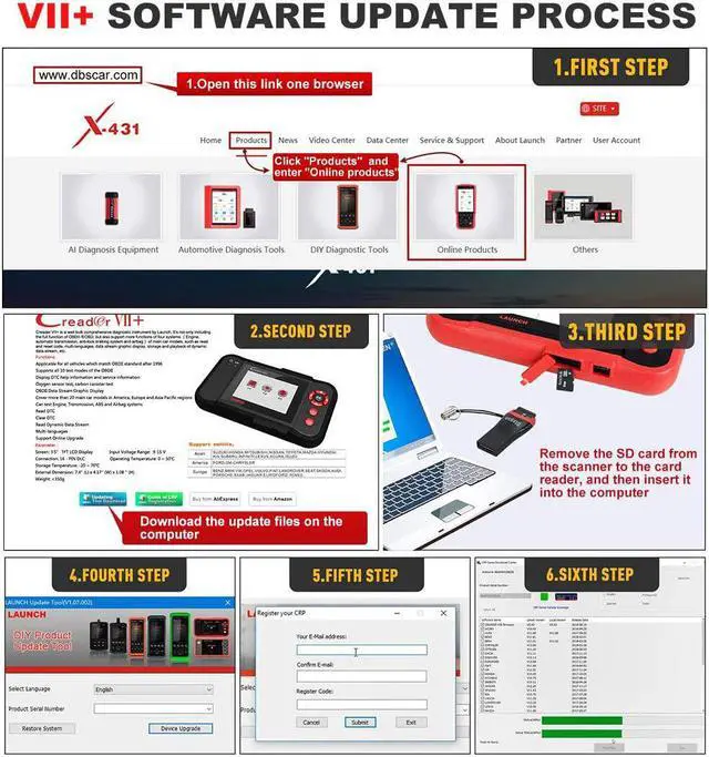 Alt view image 5 of 7 - LAUNCH X431 Creader VII+ (CRP123) OBD2 Scanner Car Diagnostic Code Reader Testing Engine/Transmission/ABS/Airbag System Update via PC