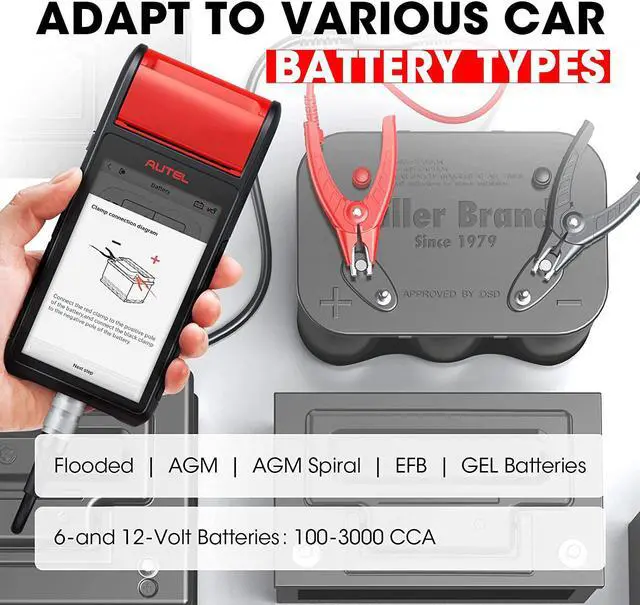 Alt view image 2 of 7 - Autel MaxiBAS BT608(E) Battery Tester 12V 100-3000 CCA Load Tester, Cranking & Charging Systems Analyzer, Adaptive Conductance, Full System Diagnostic Scanner with Auto Battery Registration, Black