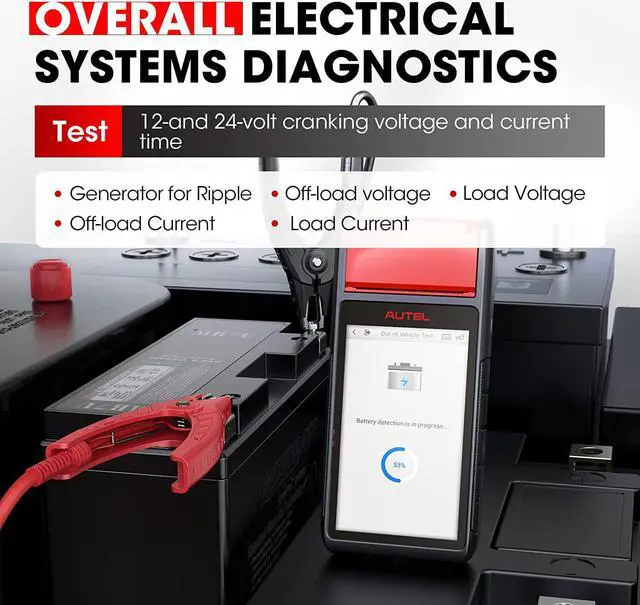 Alt view image 4 of 7 - Autel MaxiBAS BT608(E) Battery Tester 12V 100-3000 CCA Load Tester, Cranking & Charging Systems Analyzer, Adaptive Conductance, Full System Diagnostic Scanner with Auto Battery Registration, Black
