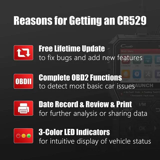 Alt view image 3 of 7 - LAUNCH CR529 OBD2 Scanner Code Reader Automotive Diagnostic Scan Tool (Advanced Version of CR319)