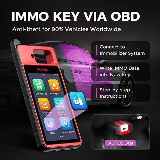 Alt view image 5 of 7 - Autel MAxiIM KM100 Key Fob bilizer Tool, Key Creation Learning Chip Read, Write, Clone, 2 Blank IKEYs, New of IM508, IM608Pro