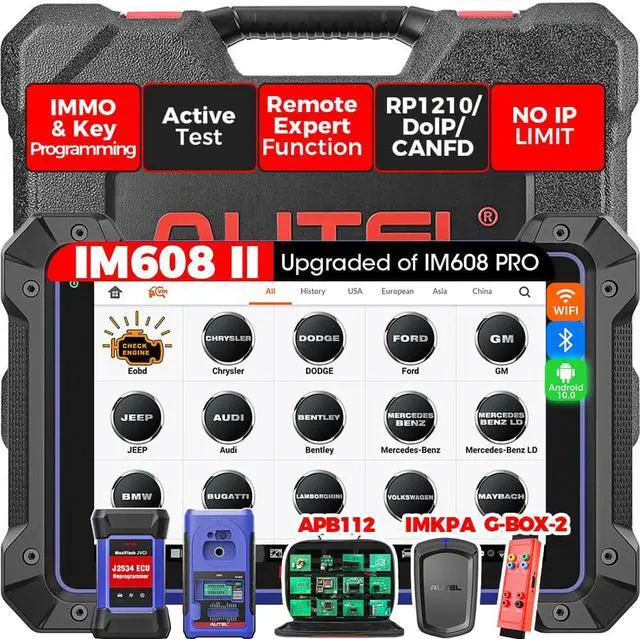 Main image of Autel MaxiIM IM608 II Pro IMMO Key Fob Programming Car Diagnostic Scan Tool with XP400 PRO, Advanced ECU Coding with Free MKPA-KIT, G-BOX2 & APB112