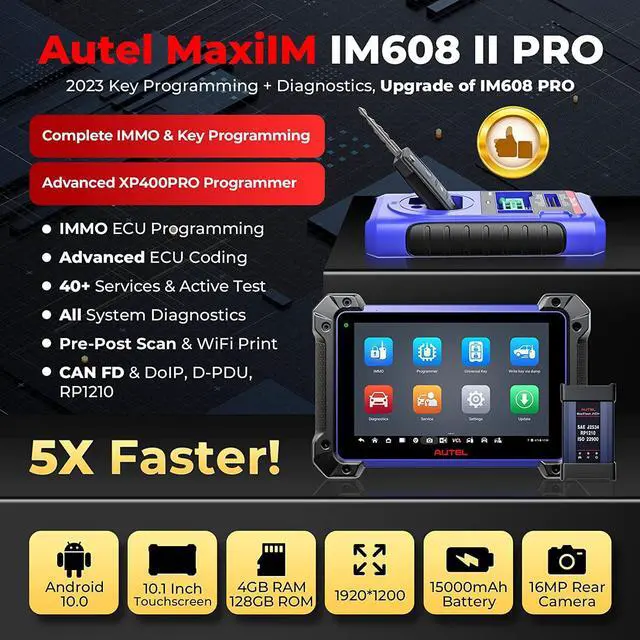 Alt view image 2 of 7 - Autel MaxiIM IM608 II Pro IMMO Key Fob Programming Car Diagnostic Scan Tool with XP400 PRO, Advanced ECU Coding & Bidirectional, 40+ Services Upgrade of IM608PRO