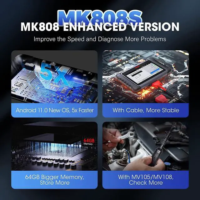Alt view image 7 of 7 - Autel MaxiCOM MK808S OBD2 Scanner Bidirectional Scan Tool 28+ Services, OE-Level All Systems Diagnostic Scanner, FCA AutoAuth Compatible with MV105/MV108 Upgrade of MK808/MX808
