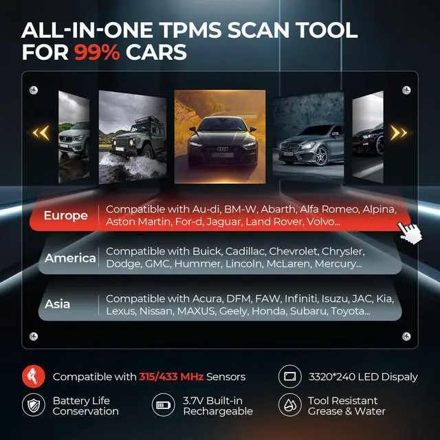 Alt view image 3 of 7 - Autel MaxiTPMS TS508WF KIT TPMS Programming Relearn, Activate, Diagnostics Tool with 8PCS 315+433Mhz Metal MX-Sensors Newest WiFi Ver. of TS508/TS508K//TS501/TS408