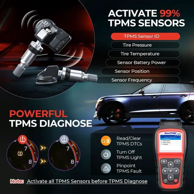 Alt view image 5 of 7 - Autel MaxiTPMS TS508WF KIT TPMS Programming Relearn, Activate, Diagnostics Tool with 8PCS 315+433Mhz Metal MX-Sensors Newest WiFi Ver. of TS508/TS508K//TS501/TS408