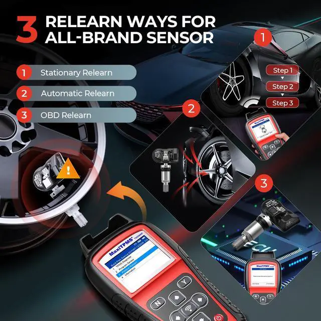 Alt view image 6 of 7 - Autel MaxiTPMS TS508WF KIT TPMS Programming Relearn, Activate, Diagnostics Tool with 8PCS 315+433Mhz Metal MX-Sensors Newest WiFi Ver. of TS508/TS508K//TS501/TS408