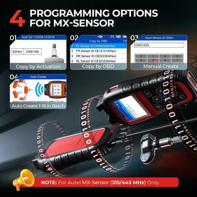 Alt view image 7 of 7 - Autel MaxiTPMS TS508WF KIT TPMS Programming Relearn, Activate, Diagnostics Tool with 8PCS 315+433Mhz Metal MX-Sensors Newest WiFi Ver. of TS508/TS508K//TS501/TS408