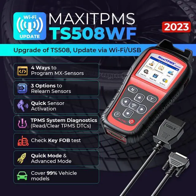 Alt view image 2 of 7 - Autel MaxiTPMS TS508WF TPMS Programming Tool Relearn/Activate All Sensors, TPMS Scan Tool Read/Clear DTCs, TPMS Reset Upgraded of TS508 TS408
