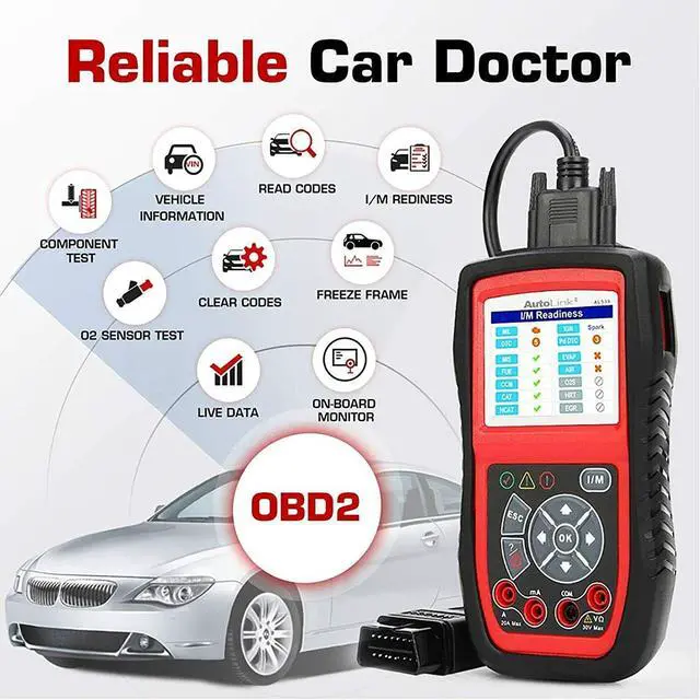 Alt view image 2 of 7 - Autel AutoLink AL539 OBD2 Scanner Car Diagnostic Code Reader with Automotive Multimeter & Turns Off Engine Light (MIL)
