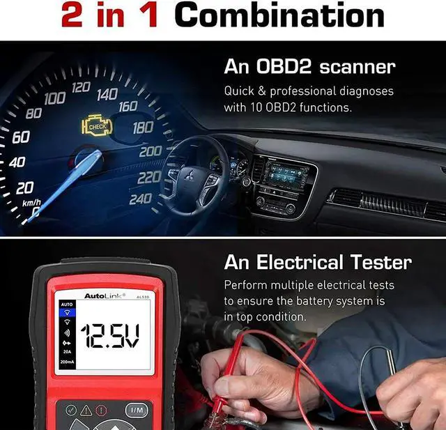 Alt view image 5 of 7 - Autel AutoLink AL539 OBD2 Scanner Car Diagnostic Code Reader with Automotive Multimeter & Turns Off Engine Light (MIL)