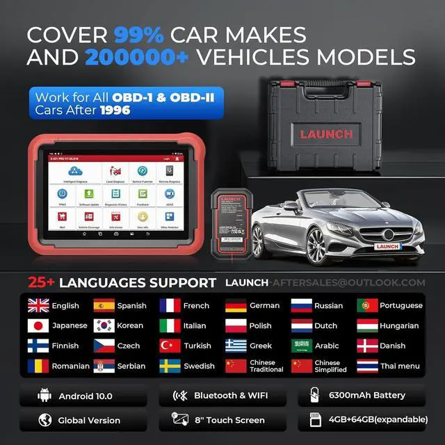 Alt view image 5 of 5 - LAUNCH X431 PROS V+ 5.0 Elite Car Diagnostic Bidirectional Scan Tool 37+ Reset ECU Online Coding,Key IMMO,CANFD, DBSCar VII Connector, FCA AutoAuth
