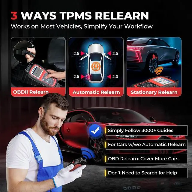 Alt view image 5 of 7 - Autel MaxiTPMS TS508 TPMS Relearn Tool TPMS Programming Tool for MX-Sensors (315/433 MHz) Relearn/Activate All Sensors