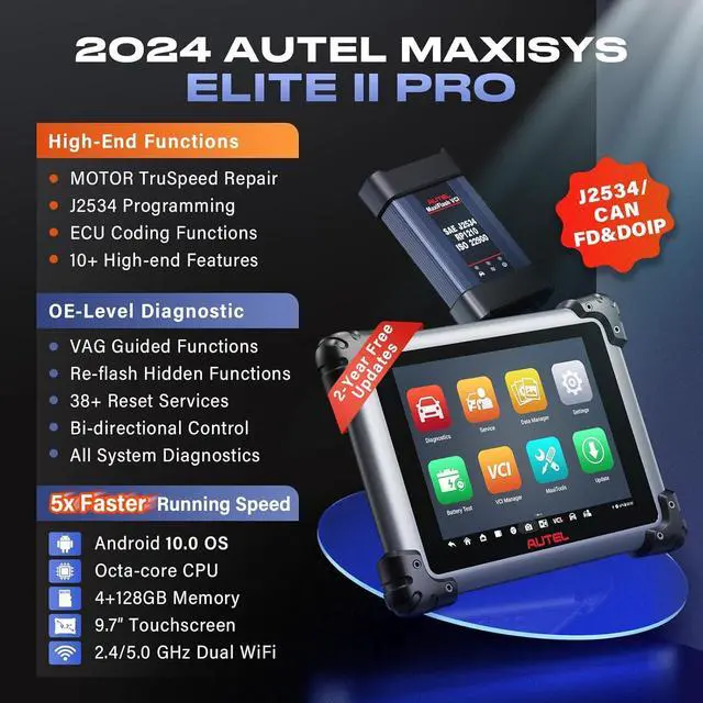 Alt view image 2 of 7 - Autel Maxisys Elite II Pro Car Diagnostic Scan Tool  38+ Resets Active Test with 2-Year Free Update Same as Ultra MS919 MS909 Up of MK908P