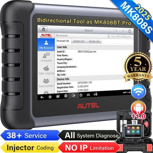 Main image of Autel MaxiCOM MK808S OBD2 Scanner Car Diagnostic Scan Tool Bi-Directional All Systems Diagnosis 38+ Services Active Test, Injector C0ding, as MK808BT Pro MX808S M808Z, Function as MX900