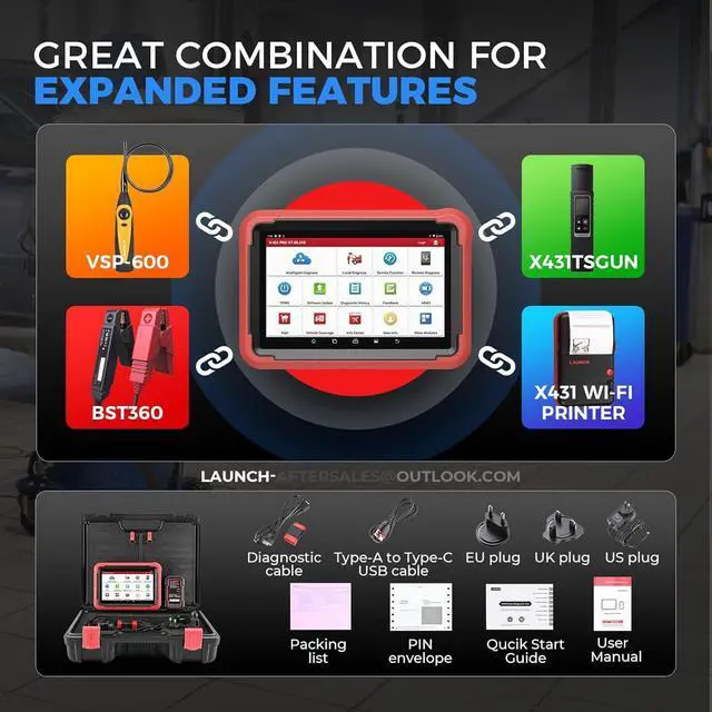 Alt view image 5 of 7 - LAUNCH X431 PROS V+ Elite Car Diagnostic Scan TOOL Bidirectional Scan ECU Online Calibration & Matching, OEM Service Tool Full Diagnostic, AutoAuth FCA SGW Tool 2 Years Free Update