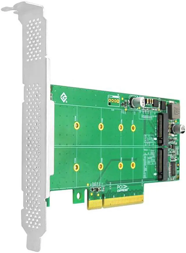 Alt view image 5 of 6 - Linkreal PCI Express 4.0 x8 to 2 Port M.2 M Key NVMe SSD Adapter Expansion Card Supports PCIe M.2 NVMe SSD in size 2230 2242 2260 2280 and 22110mm for Storage Servers