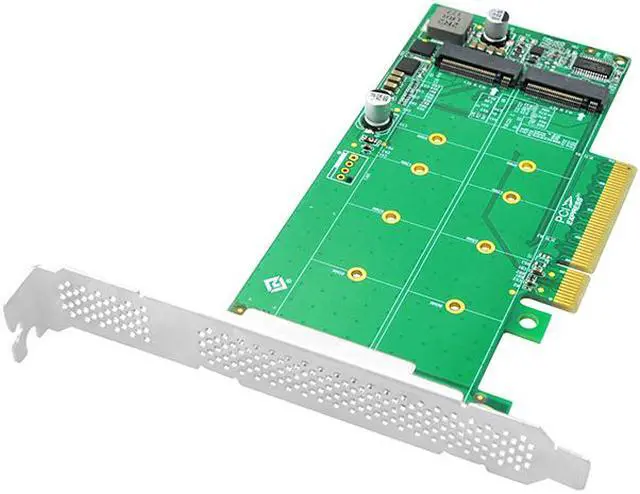 Alt view image 3 of 6 - Linkreal PCI Express 4.0 x8 to 2 Port M.2 M Key NVMe SSD Adapter Expansion Card Supports PCIe M.2 NVMe SSD in size 2230 2242 2260 2280 and 22110mm for Storage Servers