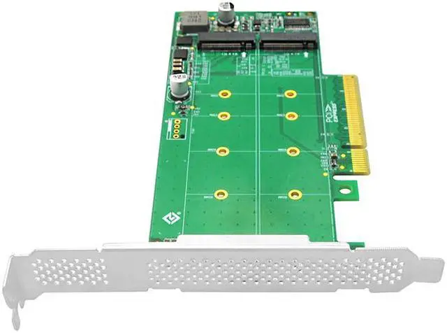 Alt view image 4 of 6 - Linkreal PCI Express 4.0 x8 to 2 Port M.2 M Key NVMe SSD Adapter Expansion Card Supports PCIe M.2 NVMe SSD in size 2230 2242 2260 2280 and 22110mm for Storage Servers