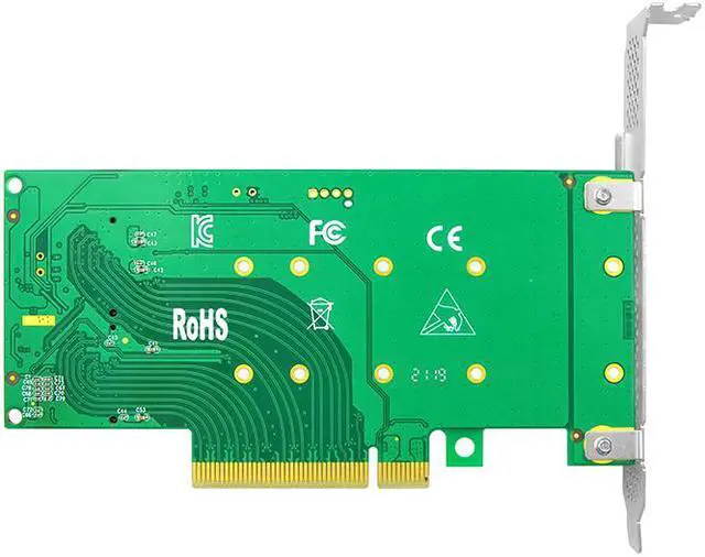 Alt view image 2 of 6 - Linkreal PCI Express 4.0 x8 to 2 Port M.2 M Key NVMe SSD Adapter Expansion Card Supports PCIe M.2 NVMe SSD in size 2230 2242 2260 2280 and 22110mm for Storage Servers