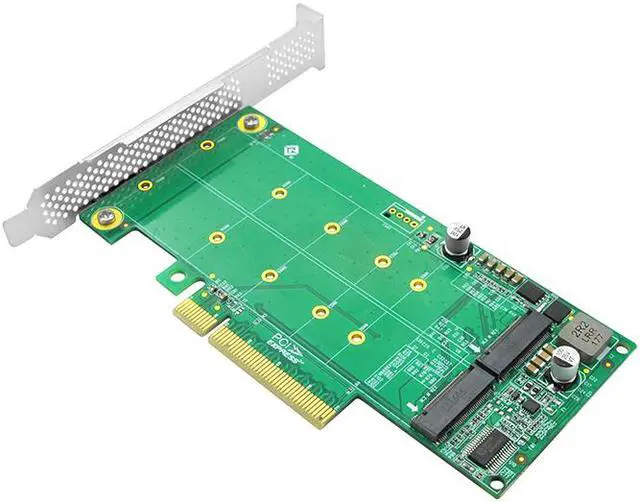 Alt view image 6 of 6 - Linkreal PCI Express 4.0 x8 to 2 Port M.2 M Key NVMe SSD Adapter Expansion Card Supports PCIe M.2 NVMe SSD in size 2230 2242 2260 2280 and 22110mm for Storage Servers