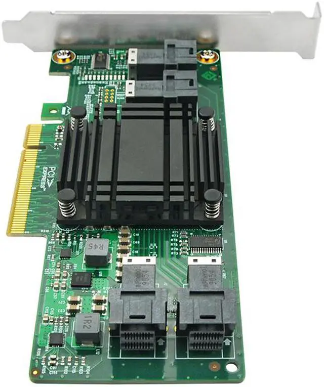 Alt view image 3 of 5 - Linkreal 4 Port PCI Express x8 to U.2 NVMe SSD Adapter Riser Card with SFF-8643 Mini-SAS HD 36 Pin Connector and Chipset PLX8725 Support 2.5" U.2 NVMe SSD