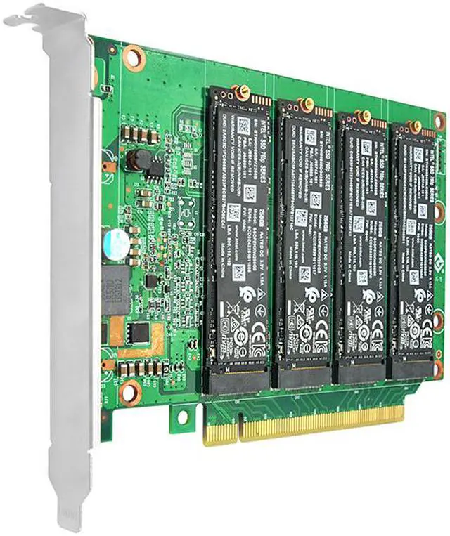 Alt view image 5 of 5 - Linkreal 4 Port PCIe 4.0 x16 to M.2 NVMe Adapter PCIe Bifurcation with Heatsink for PC Gaming Support M.2 NVMe SSD in Size 2230, 2242, 2260 and 2280 (SSD not included)