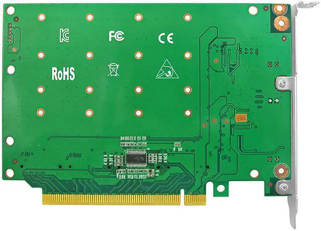Alt view image 3 of 5 - Linkreal 4 Port PCIe 4.0 x16 to M.2 NVMe Adapter PCIe Bifurcation with Heatsink for PC Gaming Support M.2 NVMe SSD in Size 2230, 2242, 2260 and 2280 (SSD not included)