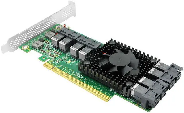 Alt view image 4 of 7 - Linkreal 8 Port U.2 to PCI Express x16 SFF-8639 NVMe SSD Adapter with SFF-8643 Mini-SAS HD 36 Pin Connector and PLX8749 chipset for Servers